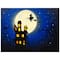 LED Lighted Witch in the Moon Halloween Canvas Wall Art